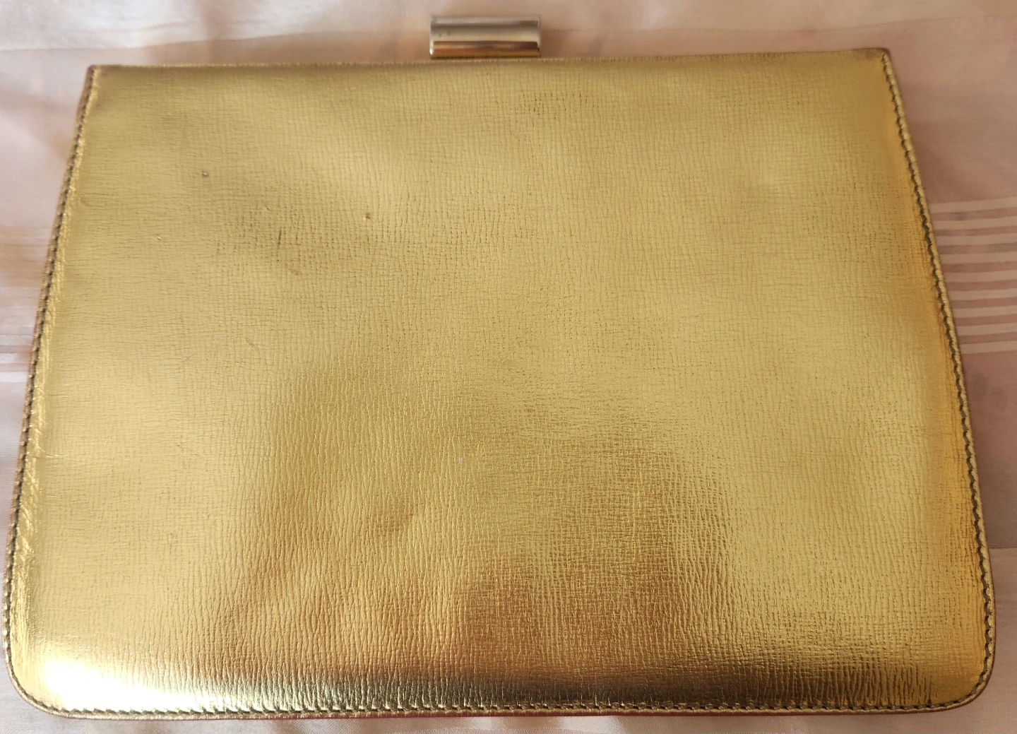 Moschino gold metallic clutch bag