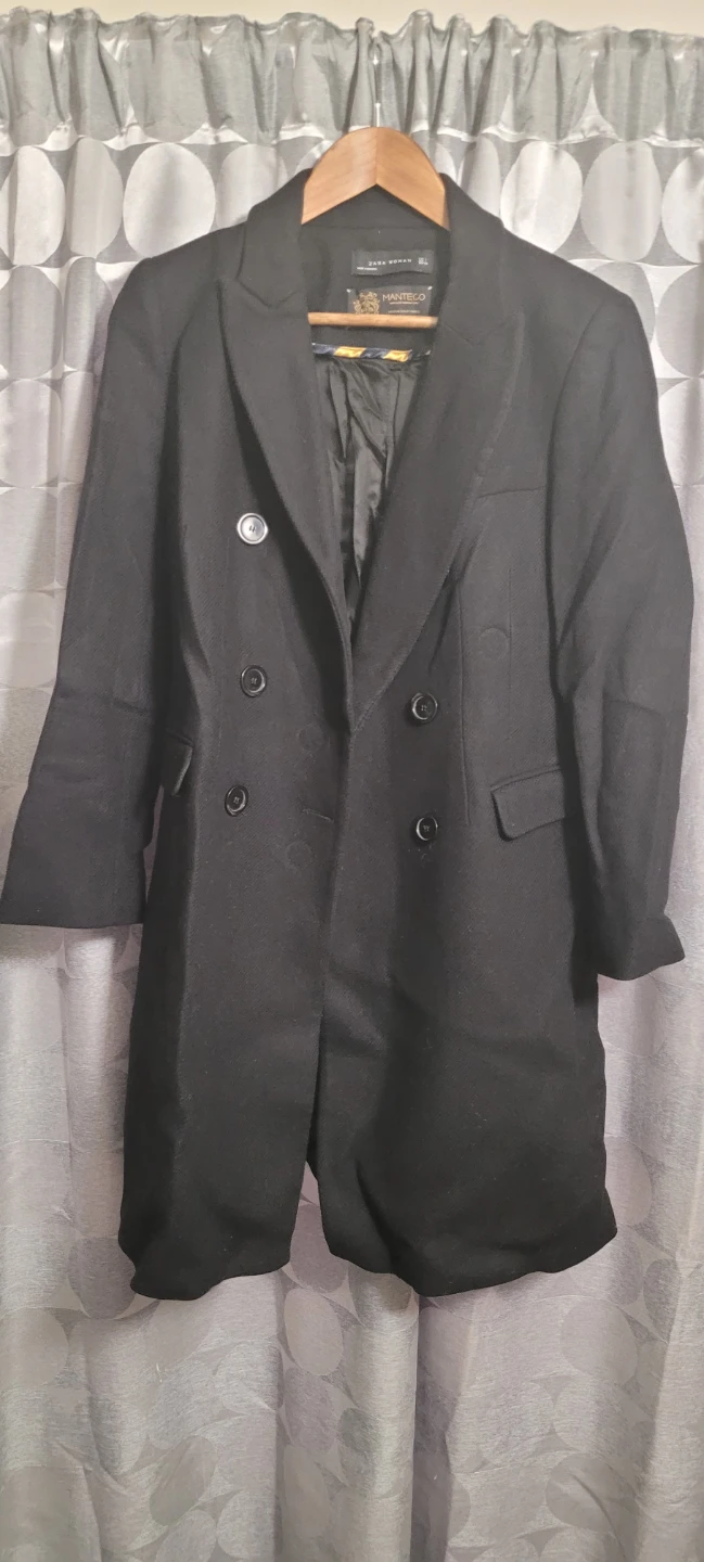 Zara Woman Manteco Black Coat - Size Large