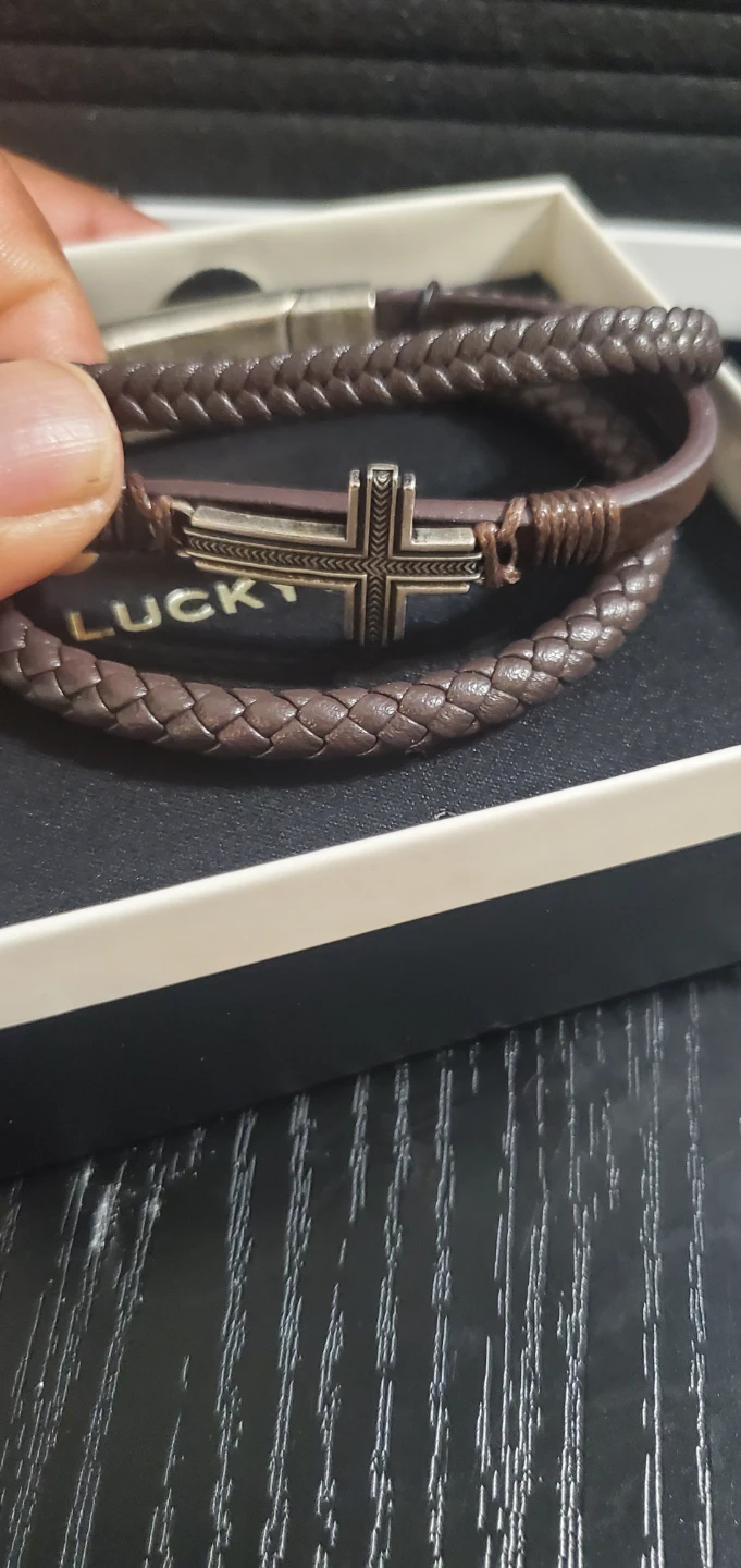 Lucky Brand Brown Leather Braided Cross Bracelet - photo 2
