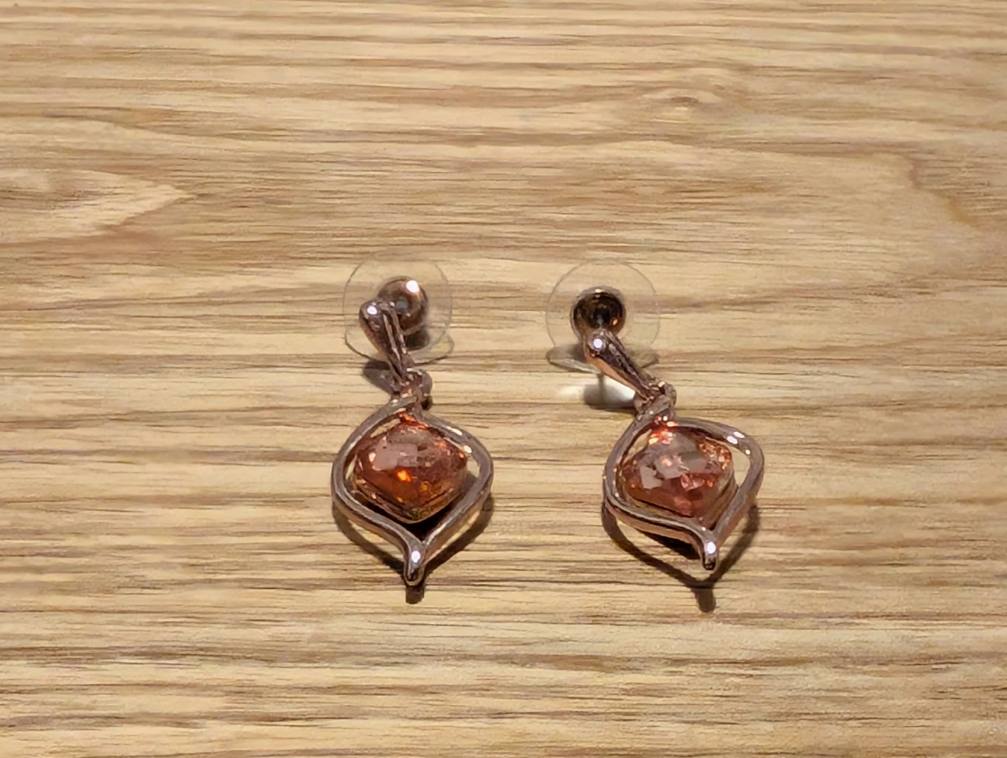 NEW: Rose Gold Earrings with Peach Crystals