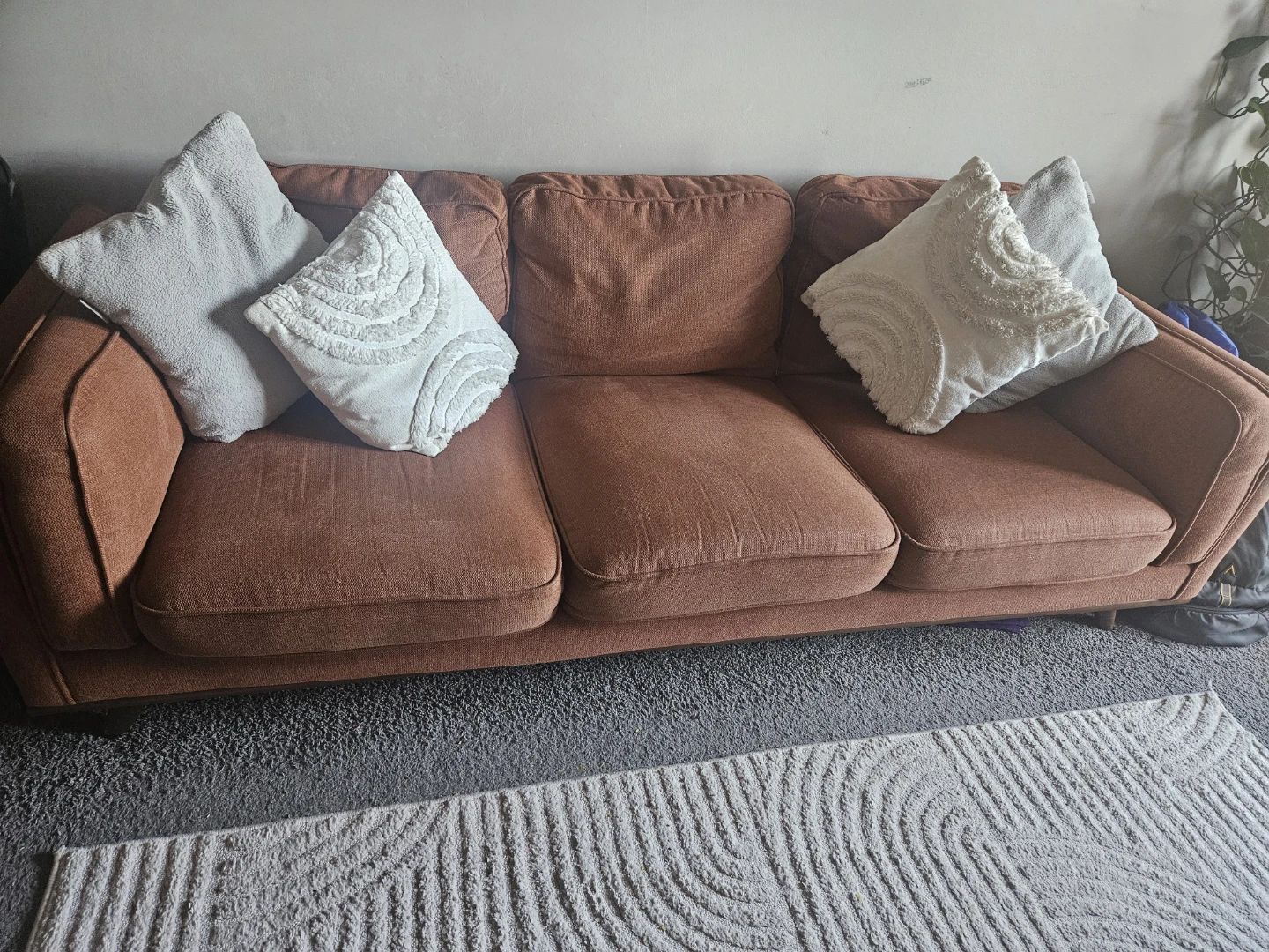 Three-Seater Burnt Orange Sofa
