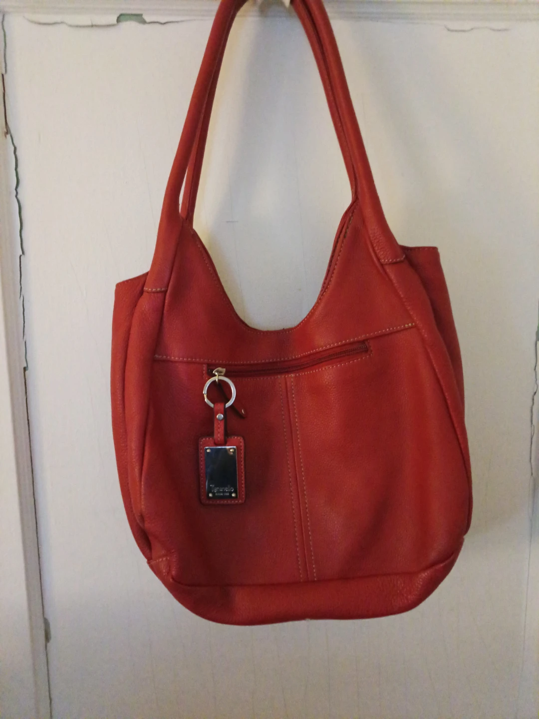 Tignanello Red Leather Hobo Bag