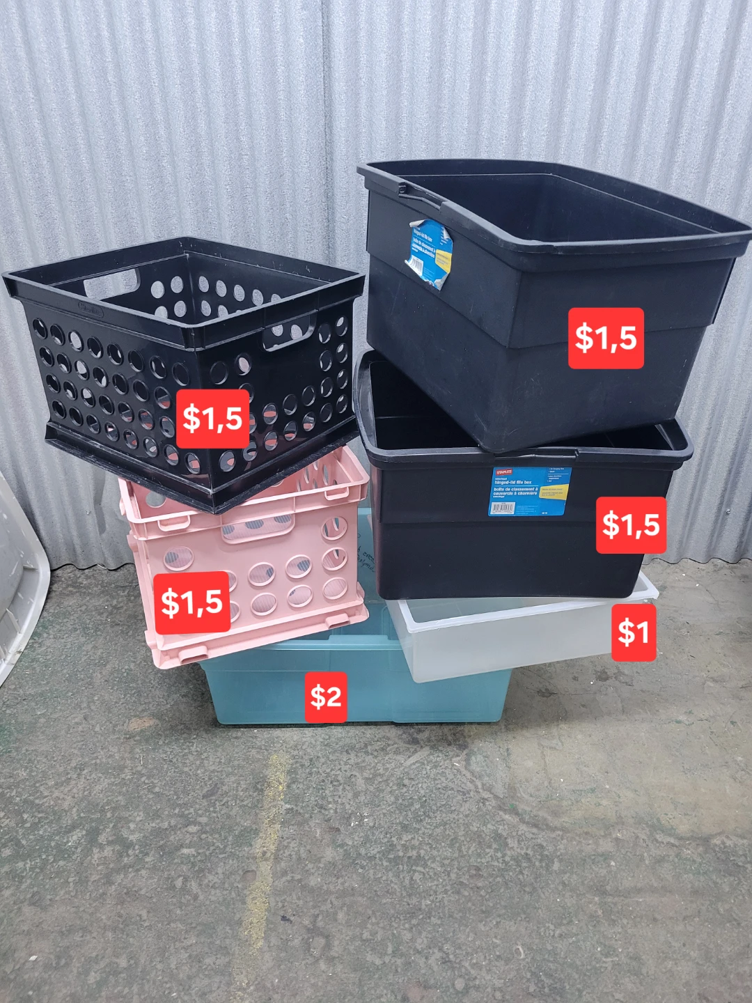 NO LIDS!!! Storage Bins and Crates