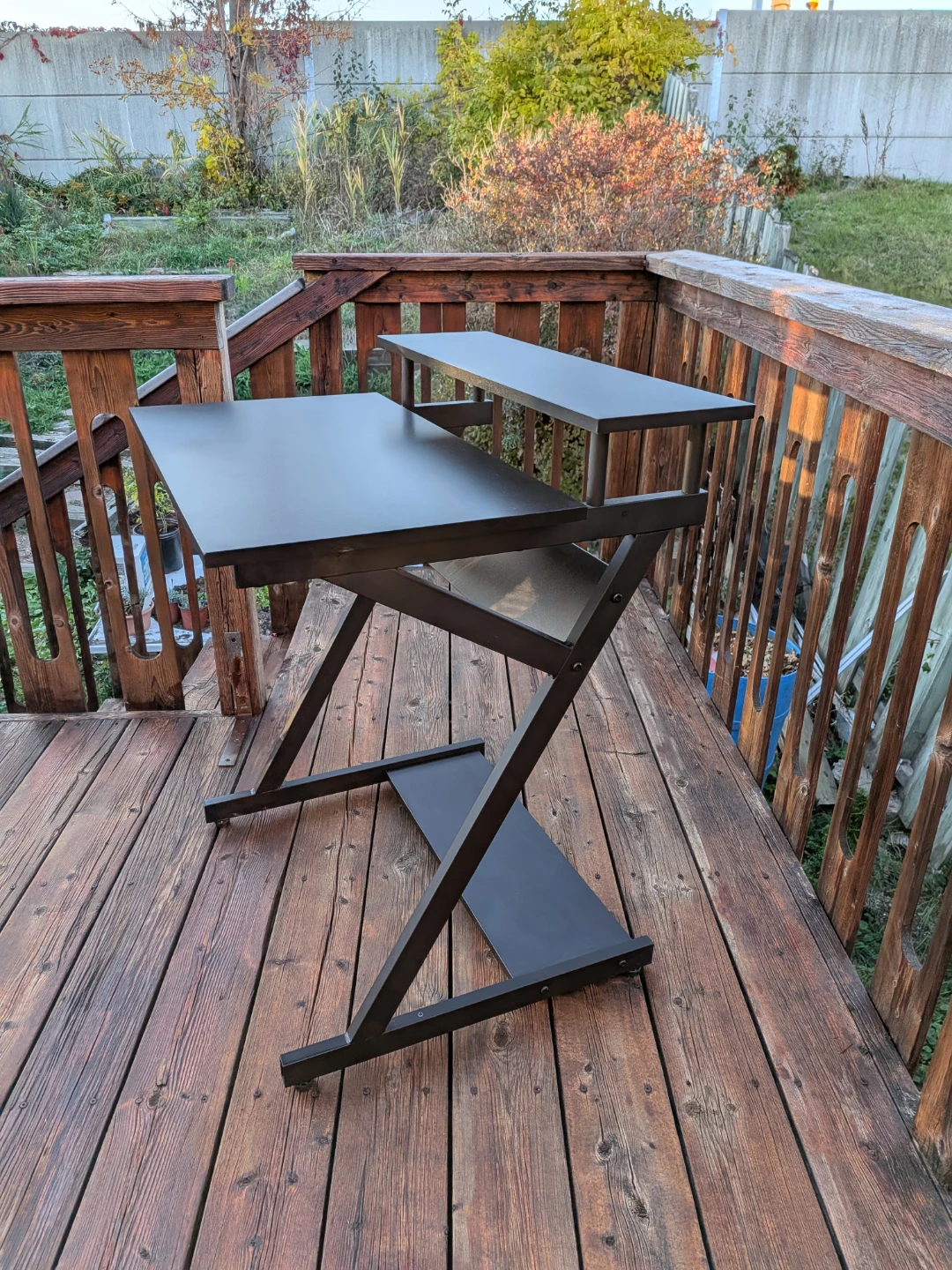 Black Z-Shaped Computer Workstation with Monitor Shelf - photo 5