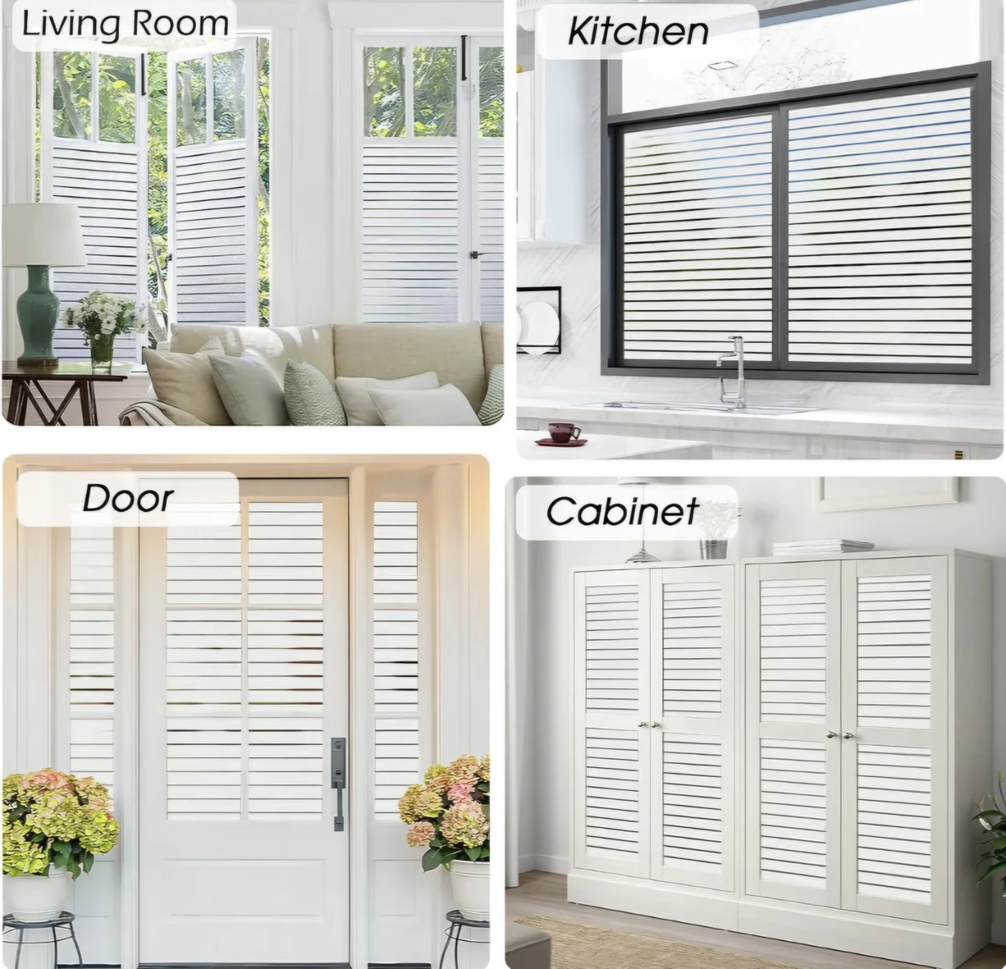 Privacy Window Film Frosted Striped Static Cling 60x200cm - photo 5