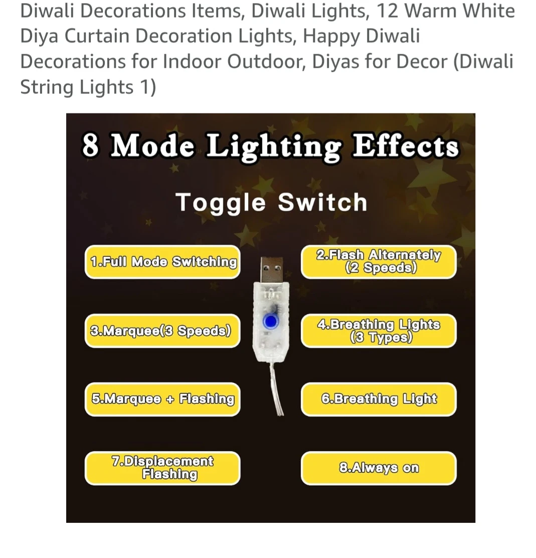 Diwali Diya Curtain LED String Lights - photo 3