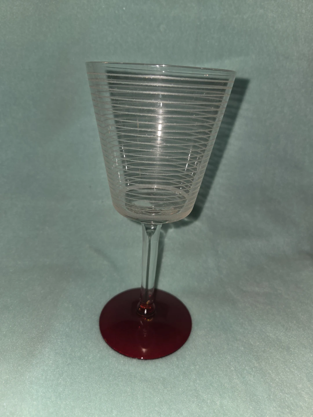 Etched Wine Glass with Red Stem - photo 2