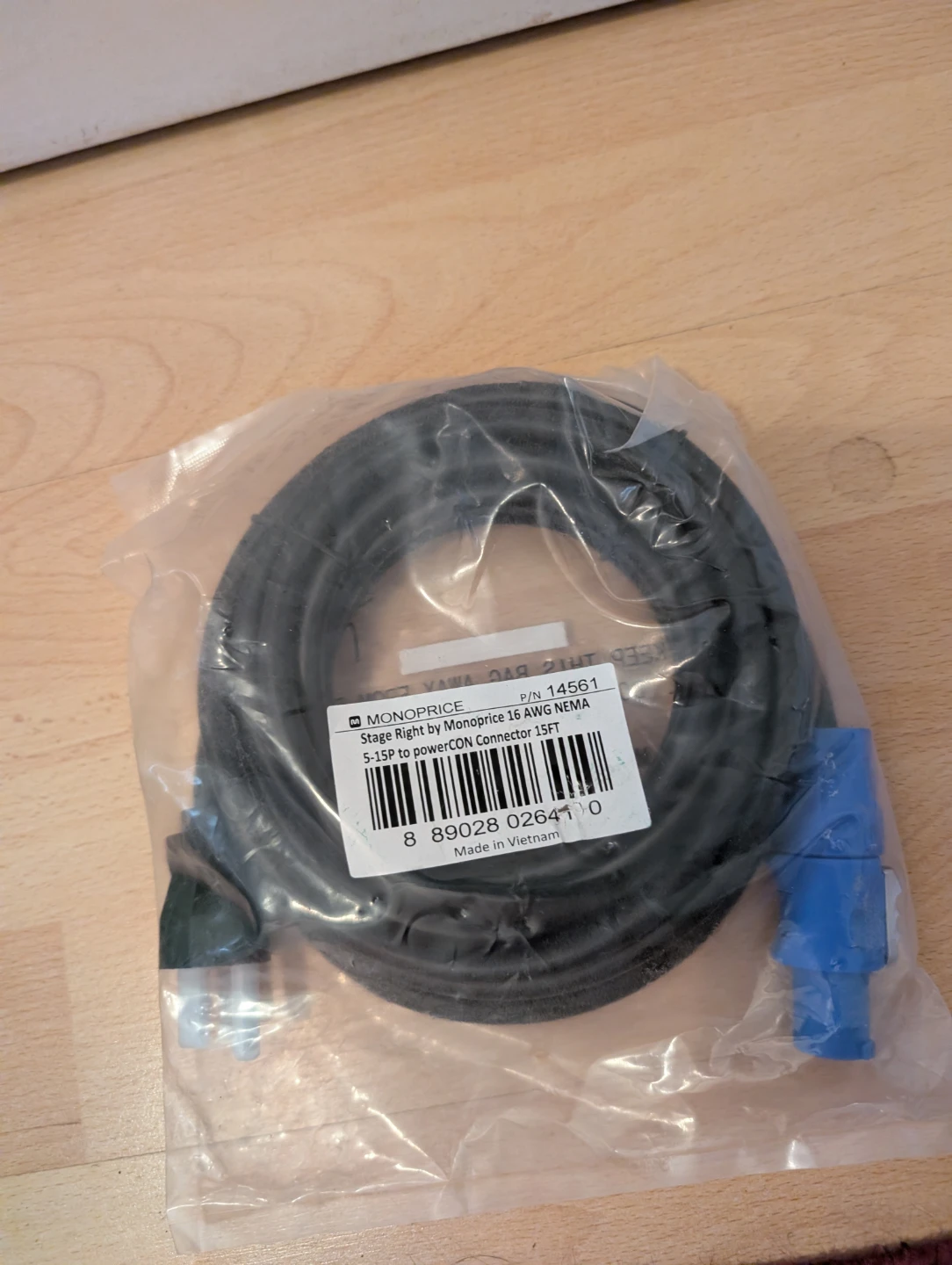 Stage Right by Monoprice NEMA 5-15P to powerCON Cable 15ft
