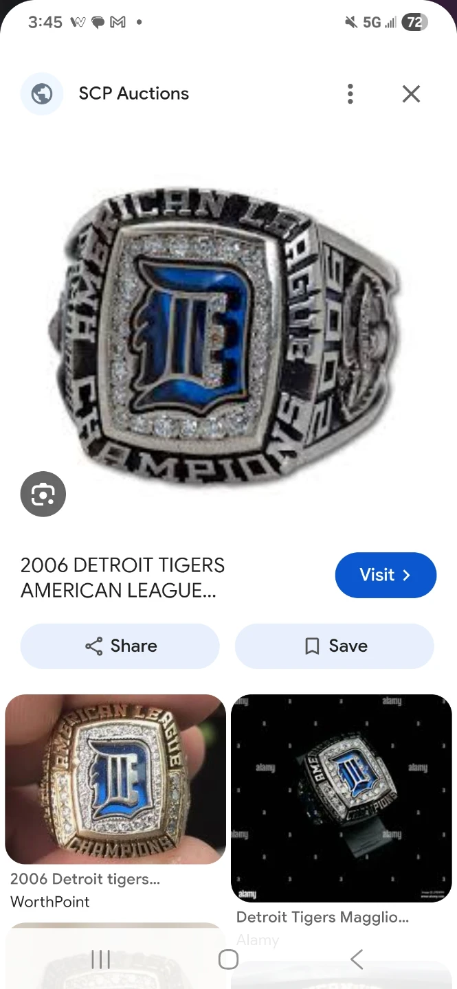 2006 Detroit Tigers American League Champions Ring