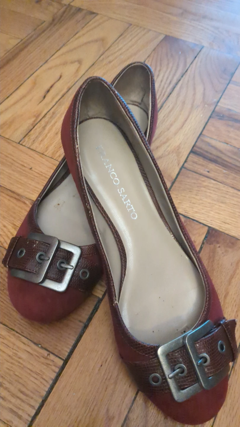 Franco Sarto Maroon Suede Buckle Flats - photo 3