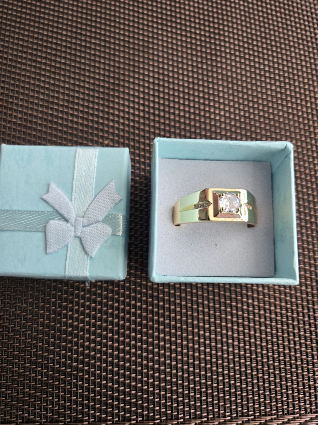 Gold-Tone Men's Ring with Cubic Zirconia