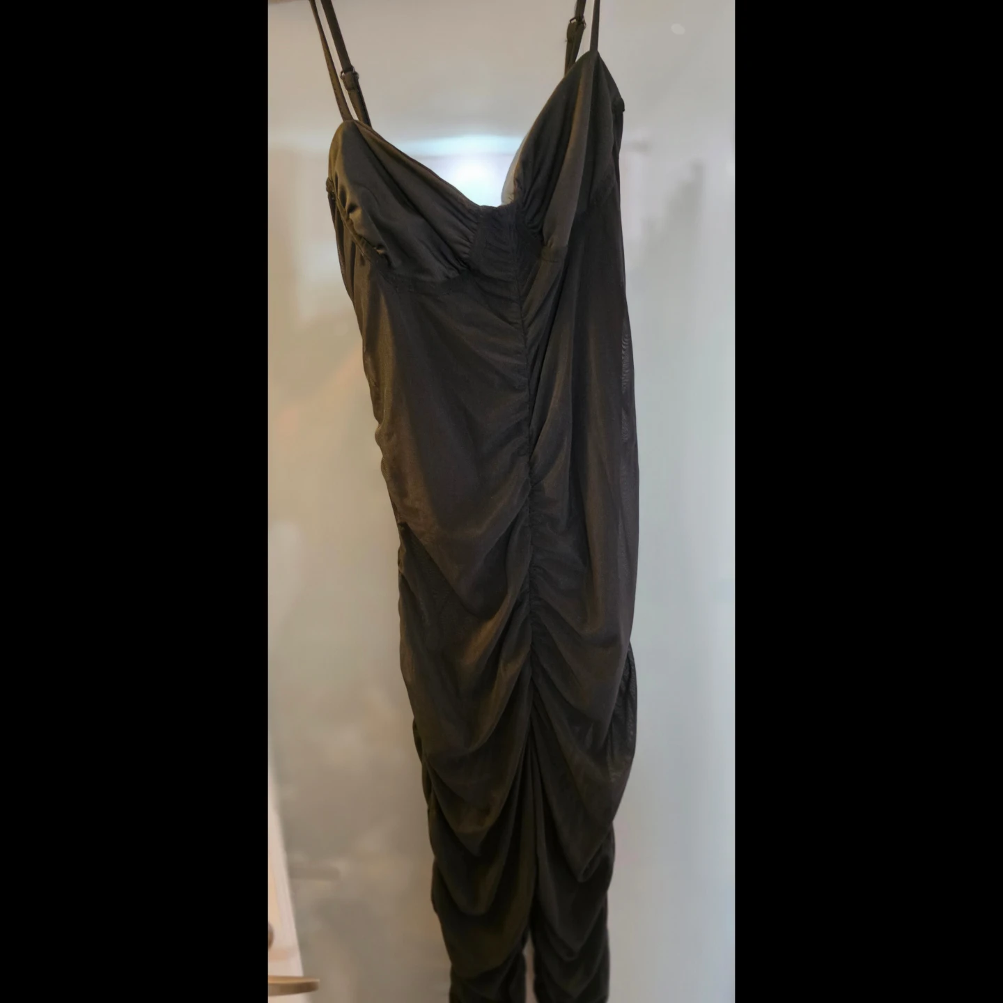 Black Ruched Mesh Jumpsuit