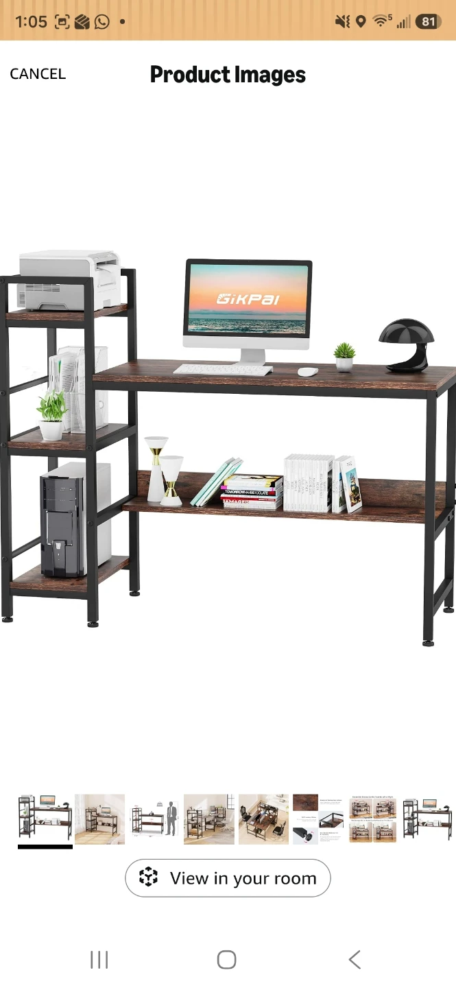 Computer Desk with 4-Tier Storage Shelves