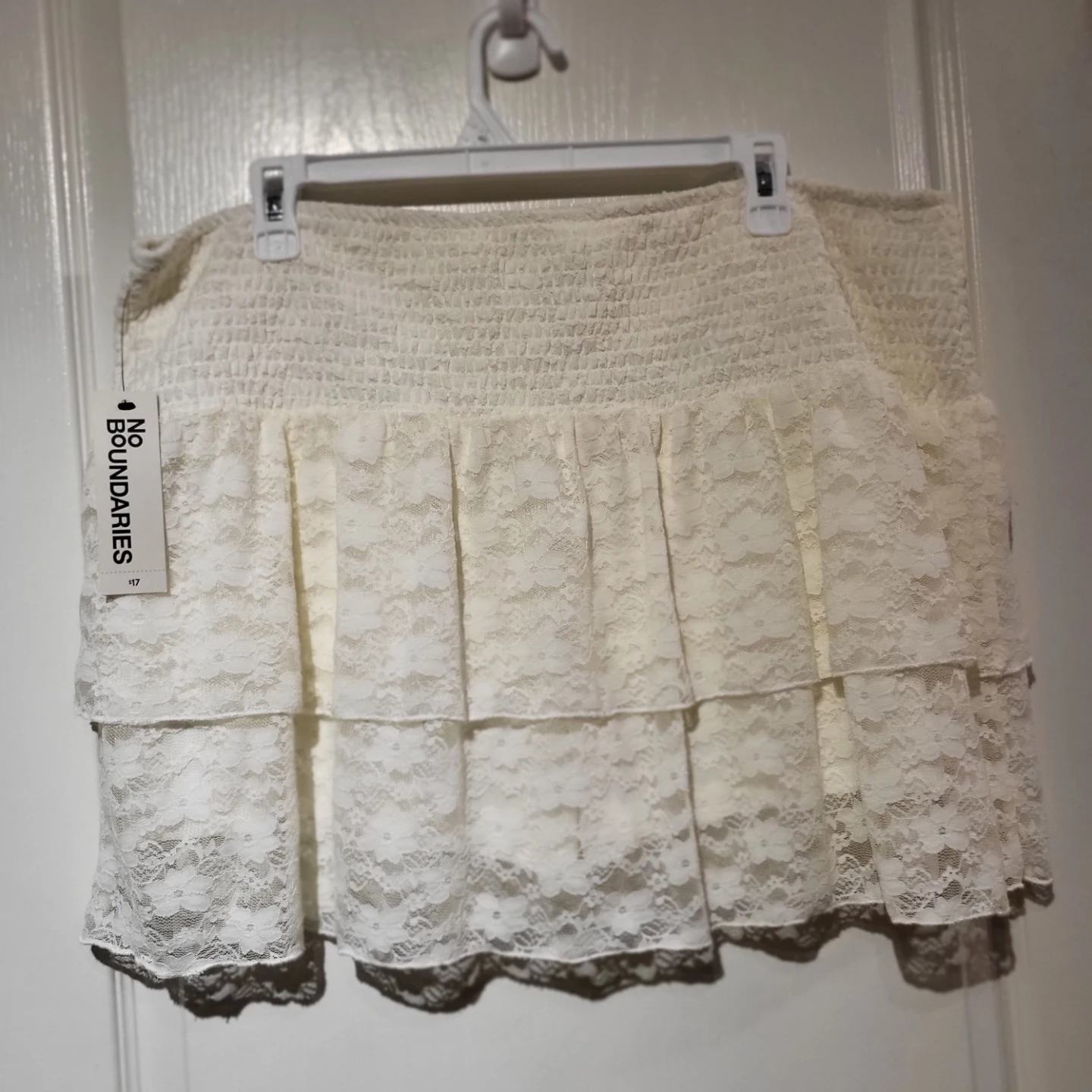 No Boundaries White Lace Tiered Skirt