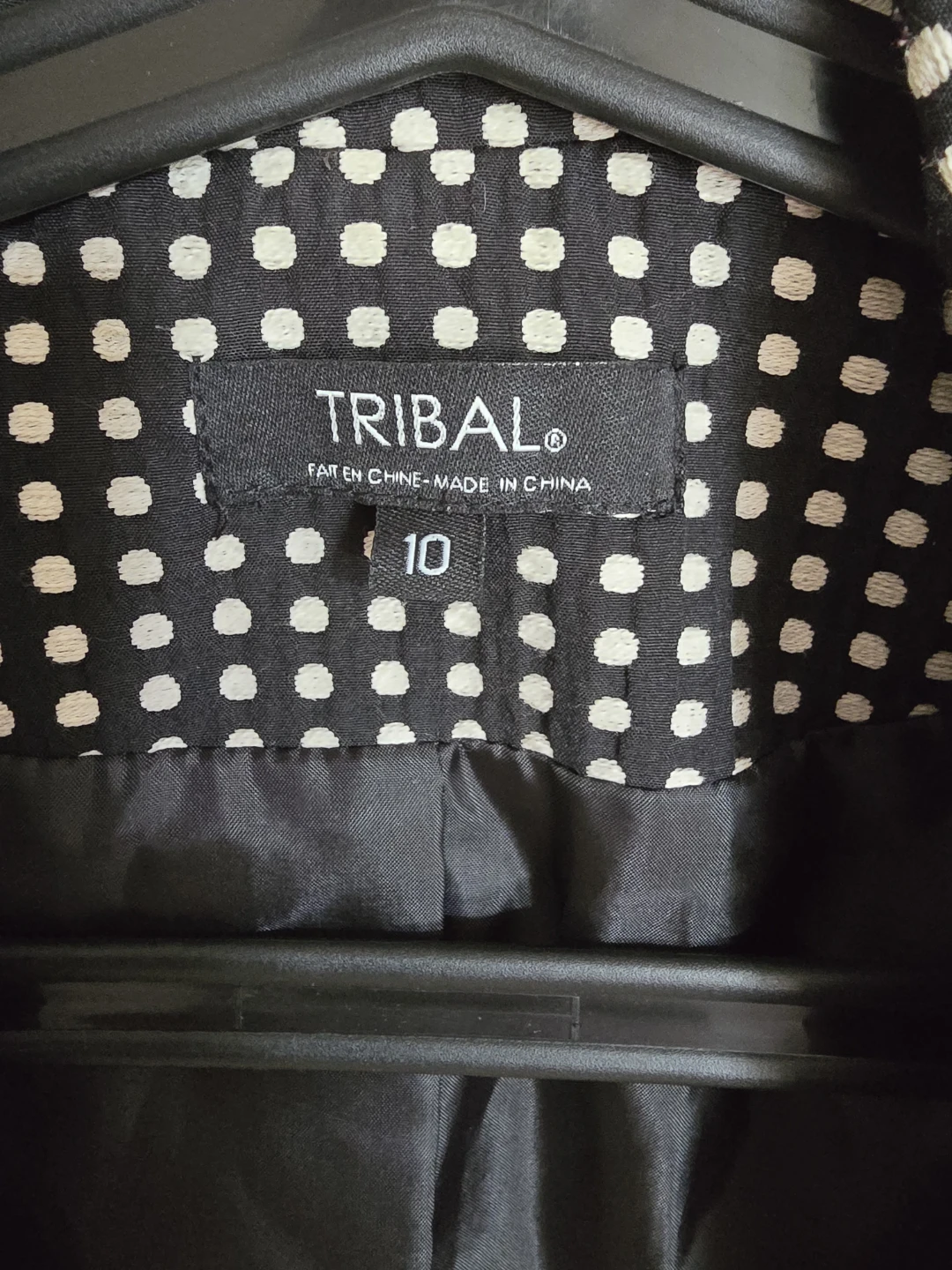 Tribal Black and White Polka Dot Cropped Blazer Size 10 - photo 3