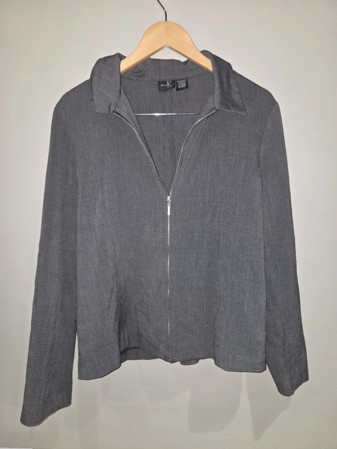 Dina K Gray Zip-Up Jacket Size 16