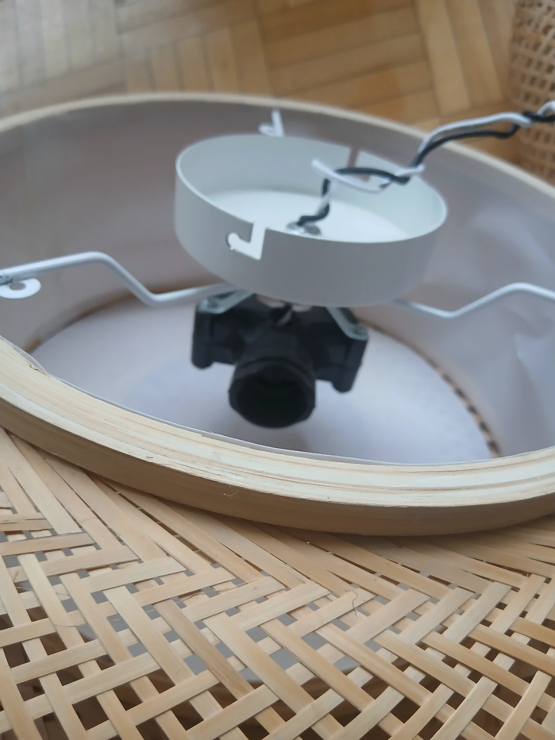 Two Woven Bamboo Pendant Light Shades - photo 2