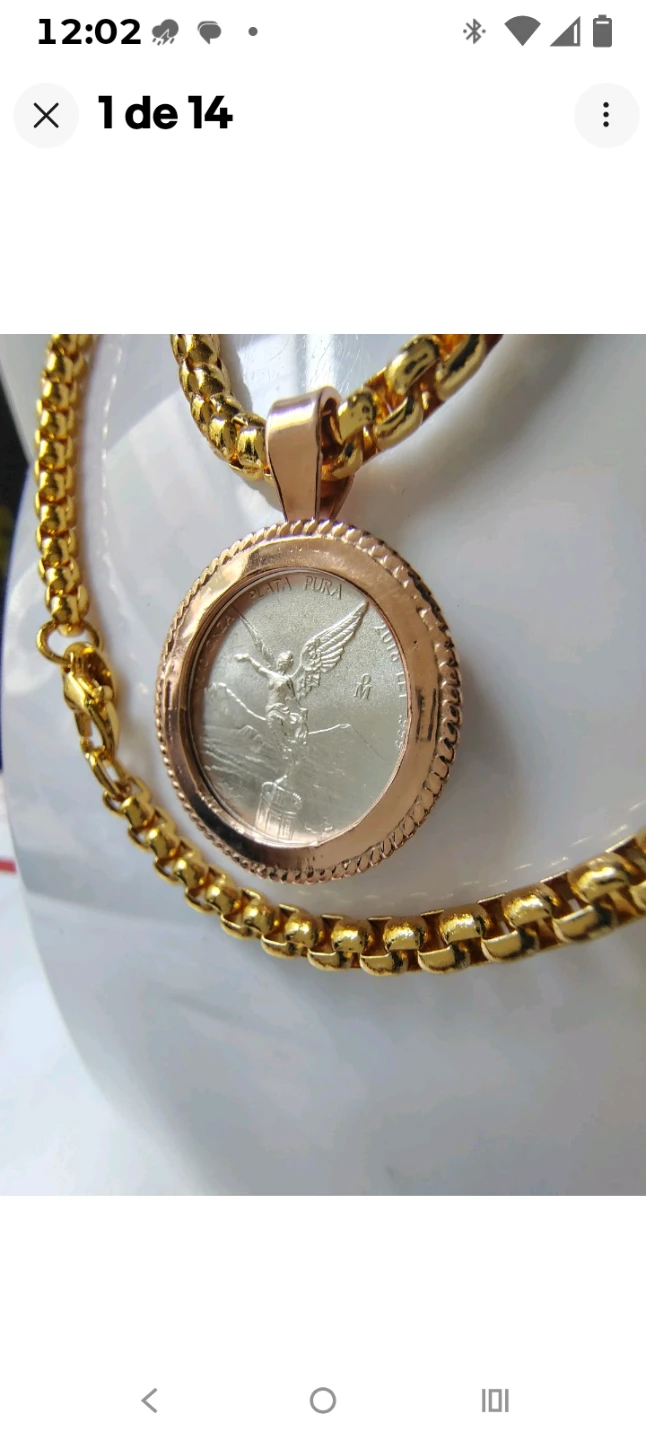 Collar chapado de oro con moneda libertad de México - photo 2