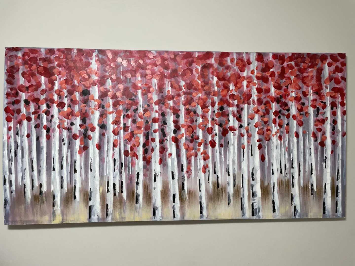 Large Birch Tree Forest Canvas Painting