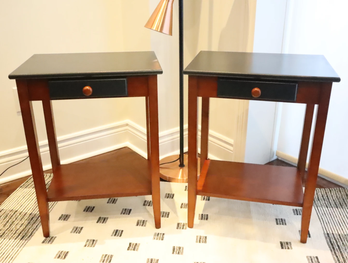 Pair of Black/Brown End Tables, Night Stand - photo 3