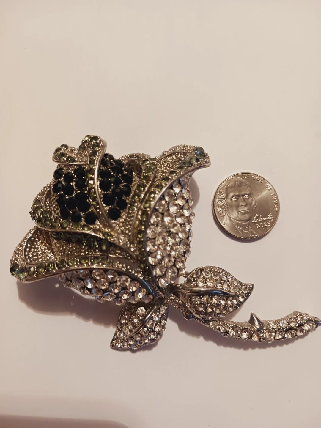 Stunning Large Oversized Crystal Rose Brooch - photo 5