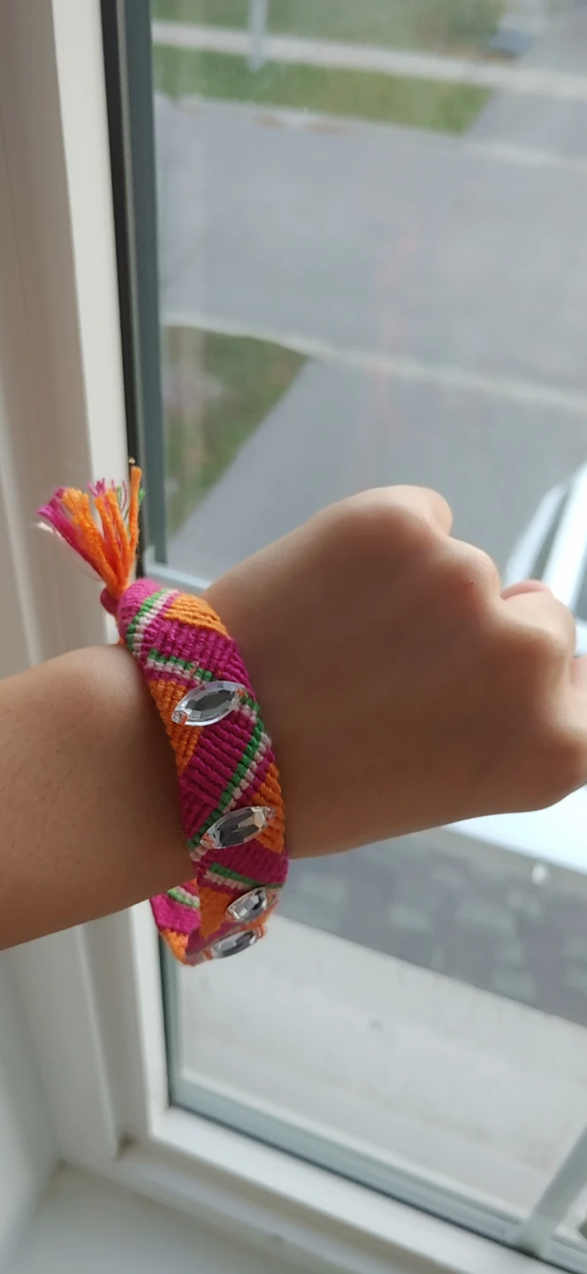 Woven Friendship Bracelet with Rhinestones - photo 3