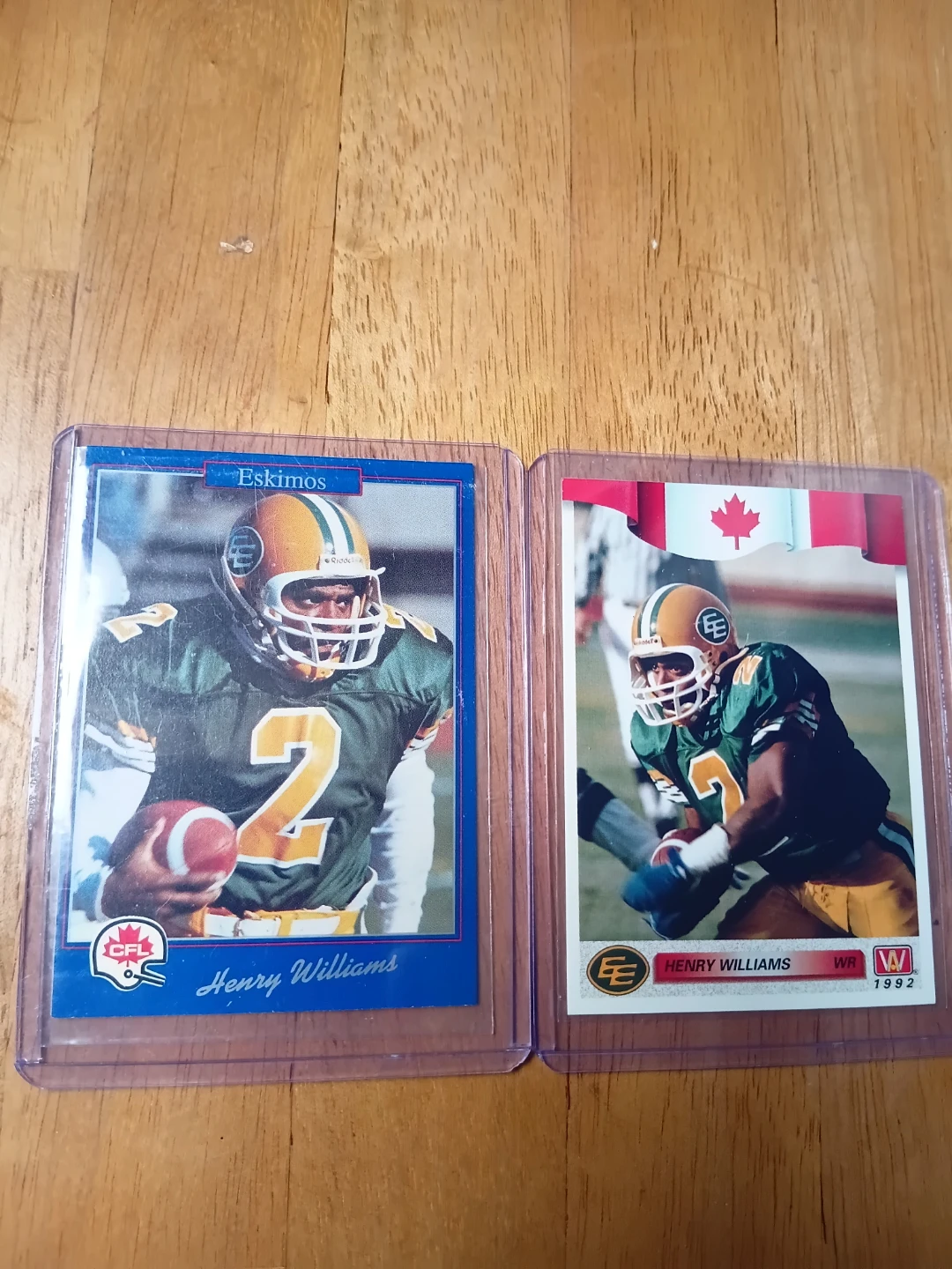 Two 1992 Henry Williams Eskimos CFL Trading Cards