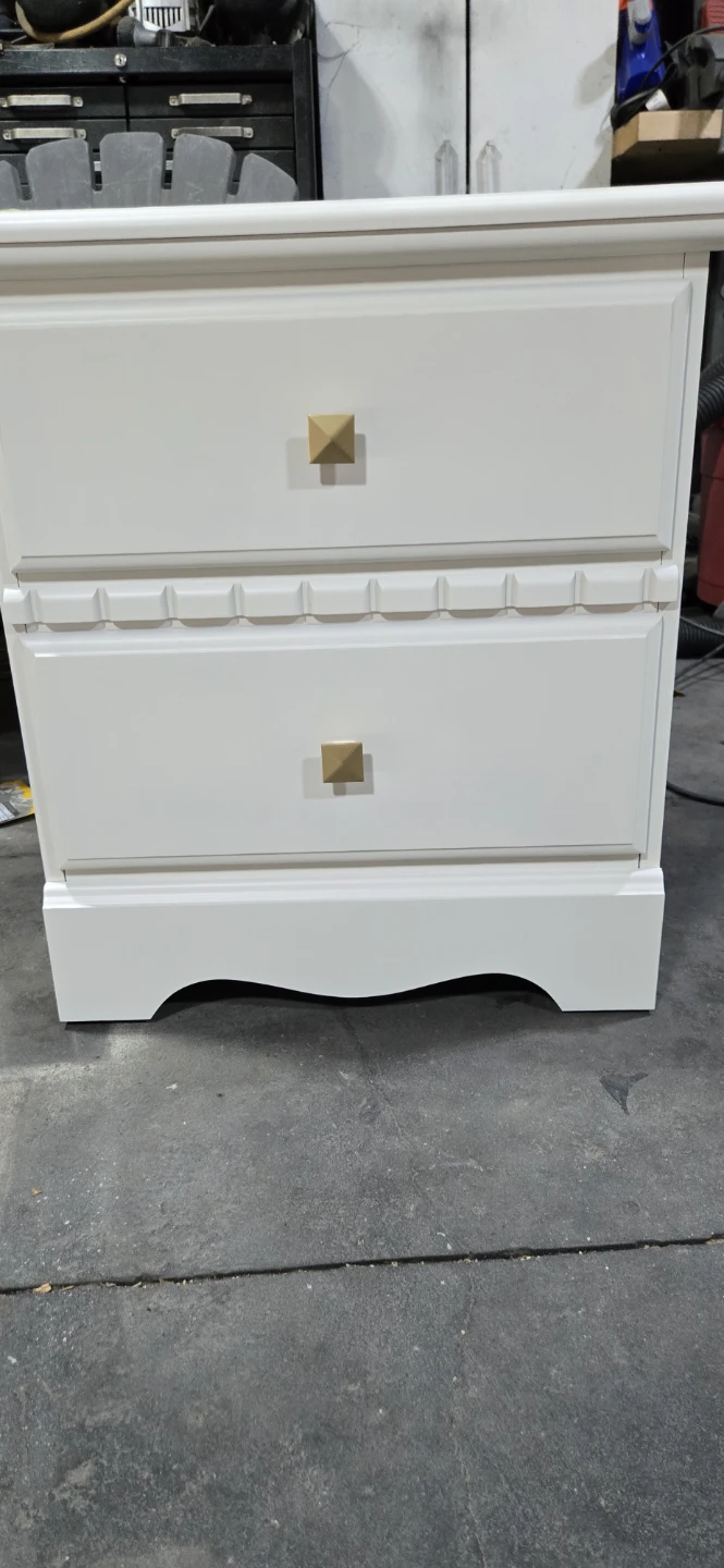 Pair of off  White Nightstands with Gold Accents - photo 3