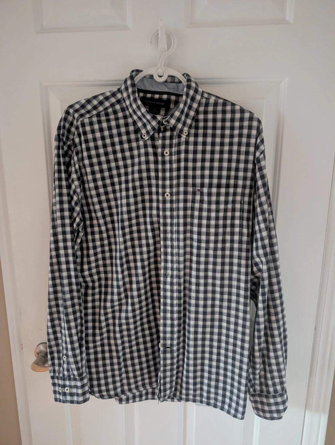 Tommy Hilfiger Blue  and White Checkered Shirt Size M