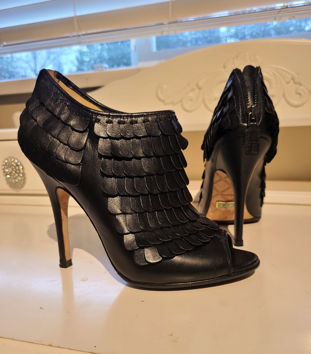 L.A.M.B. Black Peep-Toe Heels - photo 4