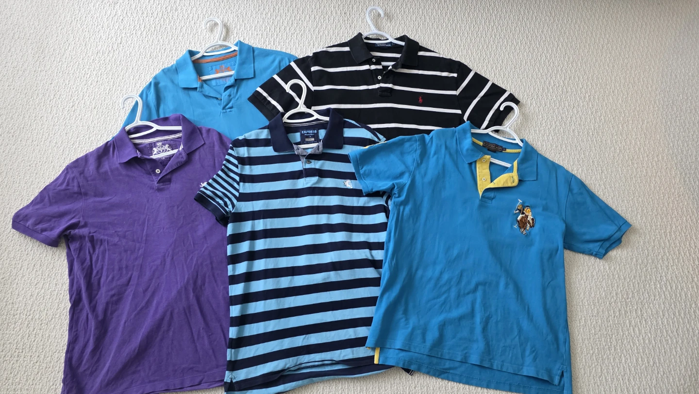 Lot of 5 Men's Polo Shirts Size Large
