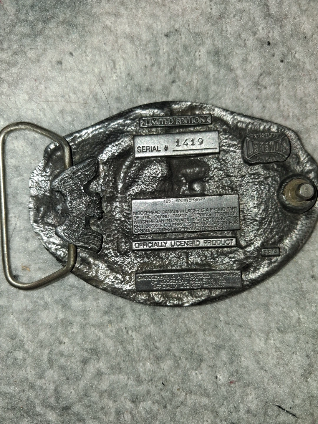 Moosehead Beer 125th Anniversary Belt Buckle