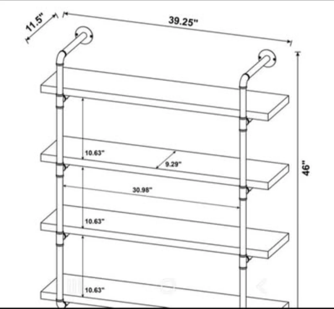 Industrial 4-Tier Wall-Mounted Pipe Shelving Unit - photo 2