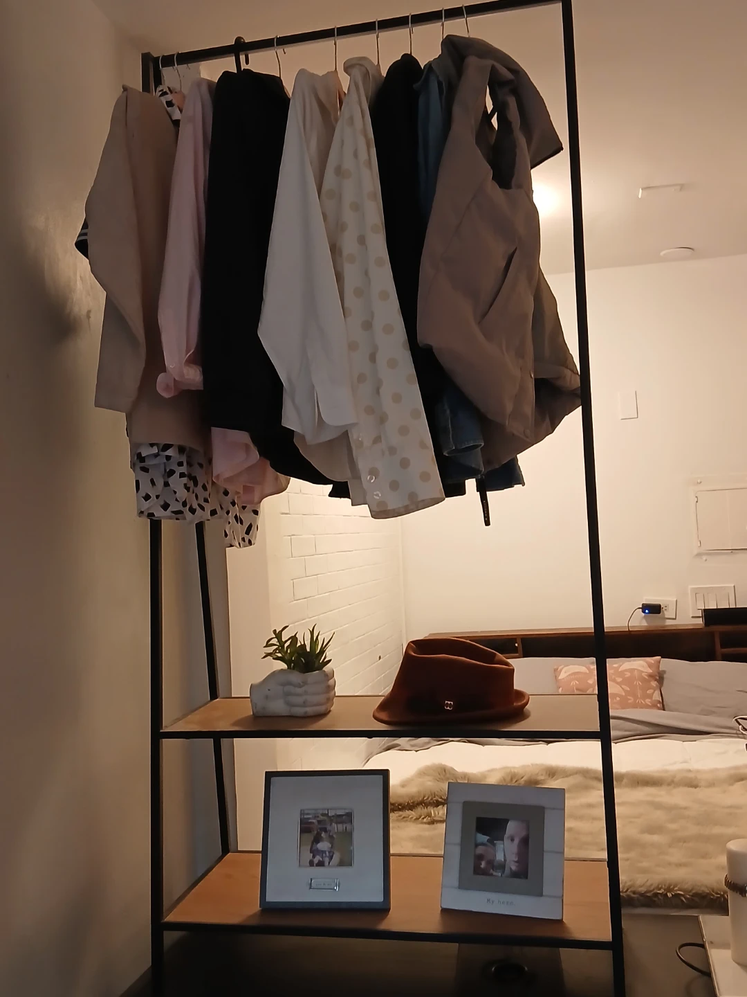 Modern Industrial Clothing Rack with Shelves - photo 2