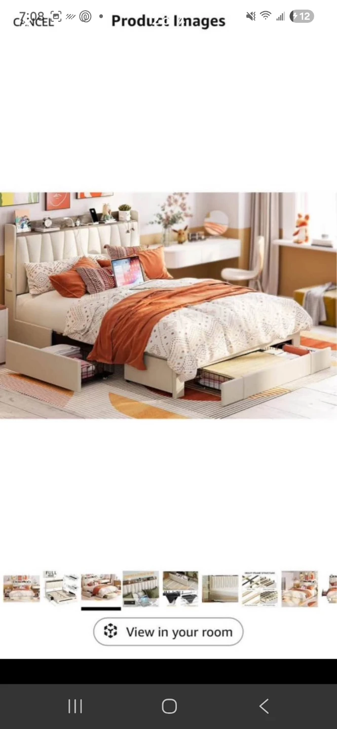 Full Size Upholstered Platform Bed Frame with Storage - photo 5