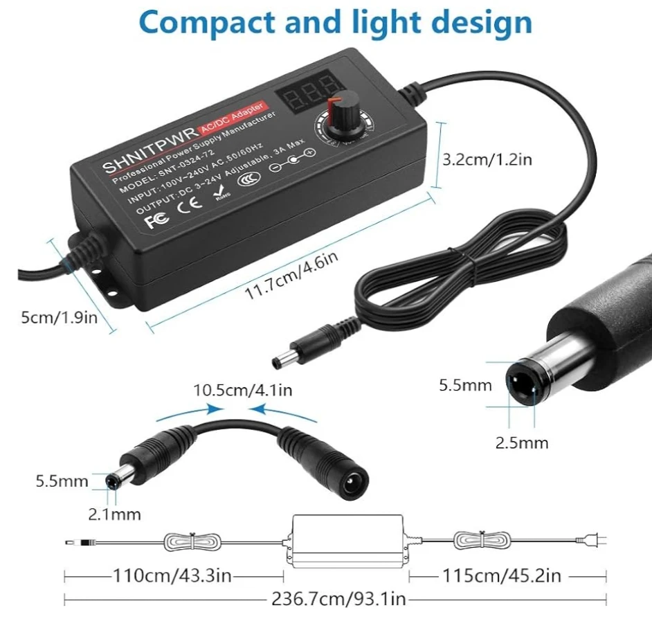 SHNITPWR 72W Adjustable AC/DC Power Adapter - photo 2