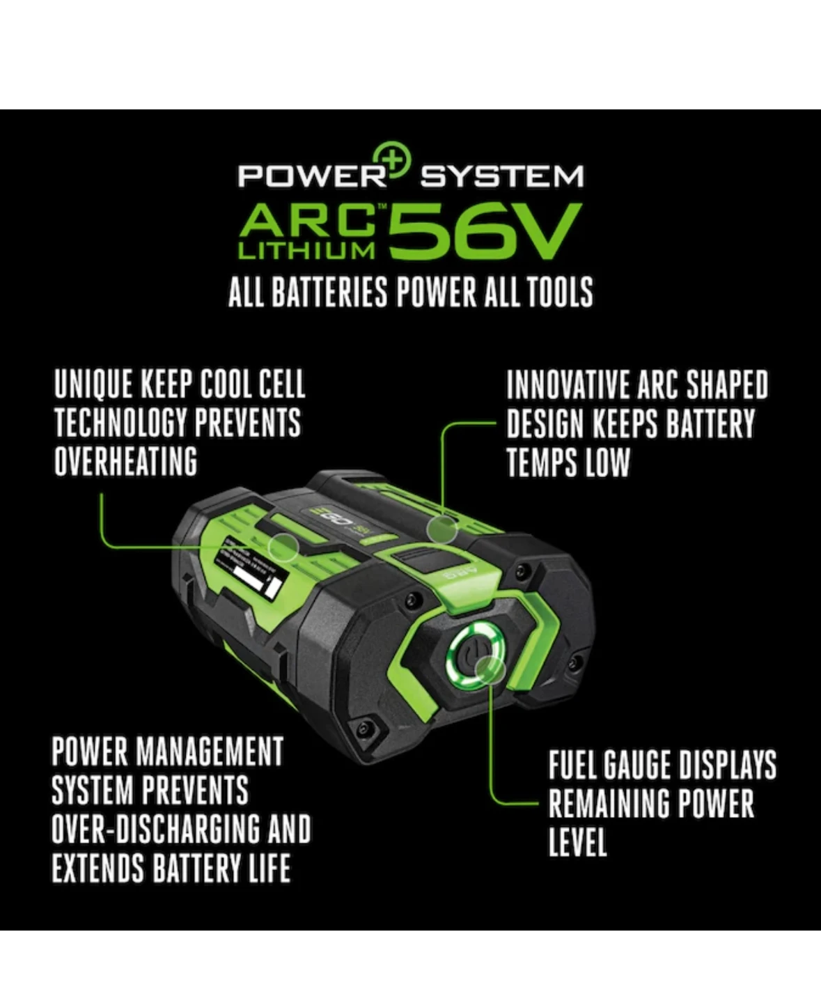 POWER+ 56 -Volt,22. Ah 1-Pack Lithium lon (Li-ion) Battery - photo 3