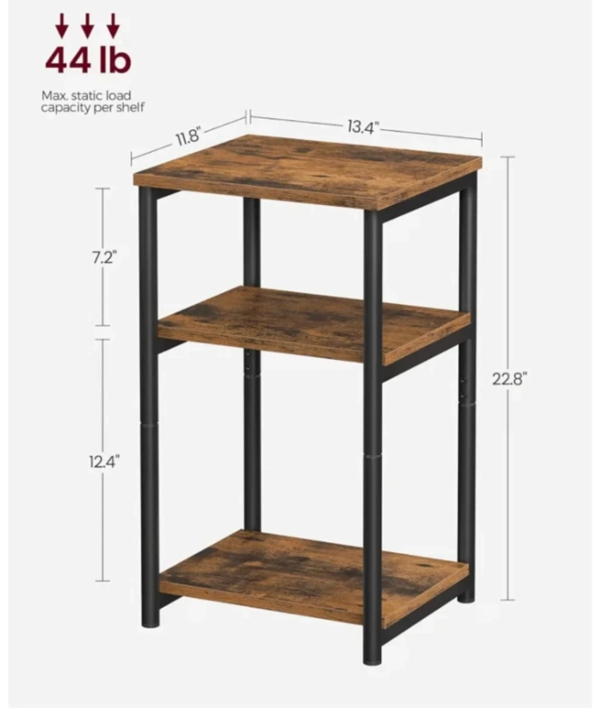3-Tier Rustic Industrial Side Table - photo 2