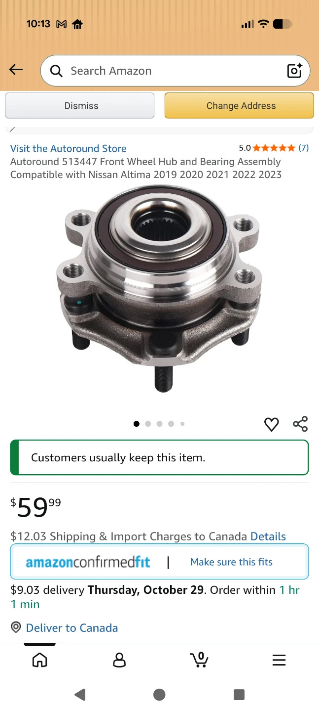 NISSAN Front Wheel Hub and Bearing Assembly