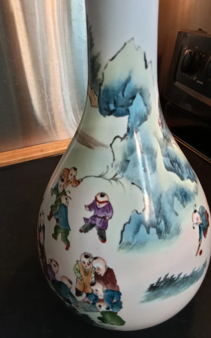 Vintage 15.5" Chinese Famille Rose Porcelain Vase - photo 4