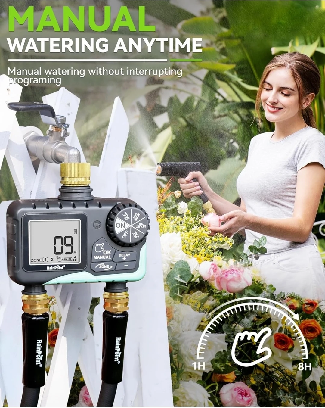 (Orange) RainPoint 2-Zone Digital Water Timer - photo 5