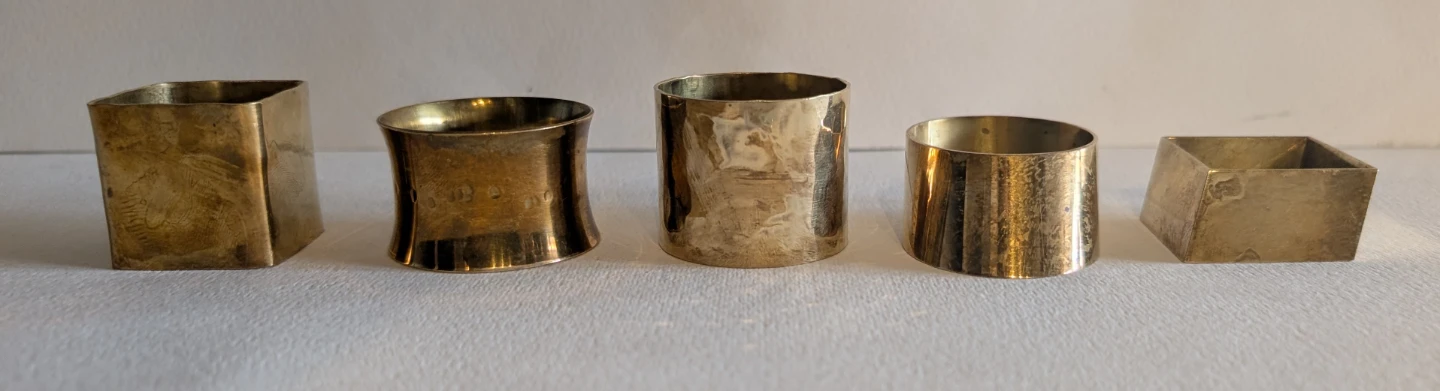 5 Vintage Brass Napkin Rings