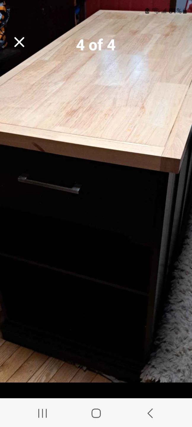 Black Kitchen Island with Wood Top