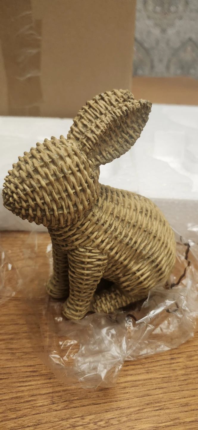Set of Two Resin Wicker-Style Bunny Figurines - photo 4