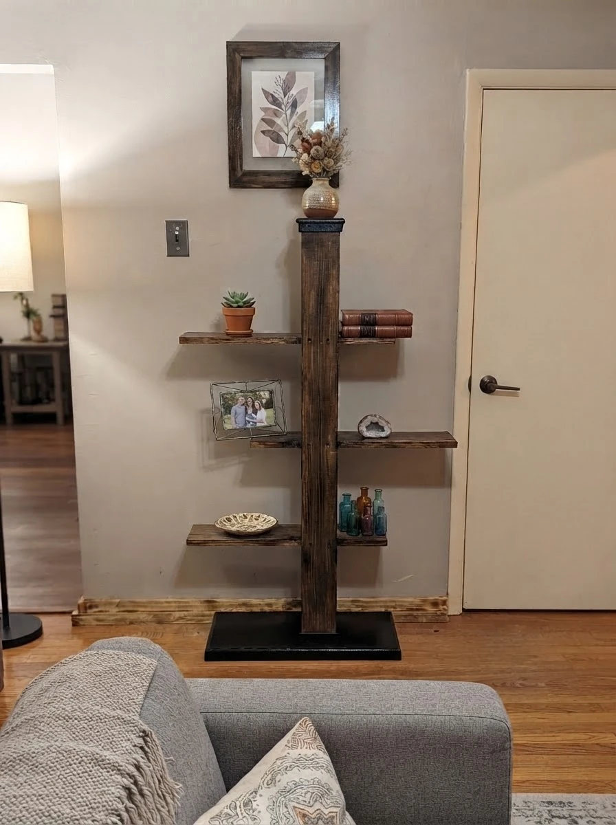 Rustic wooden display shelf