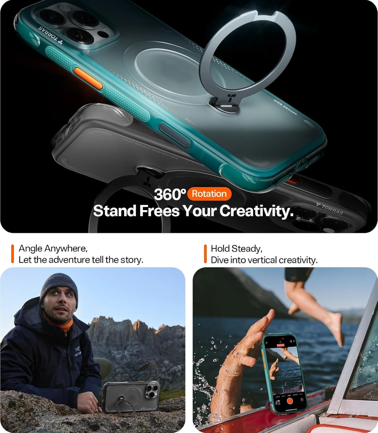 TORRAS Ostand Q3 Air for iPhone 16 Pro Max Case(Shadow Black) - photo 4