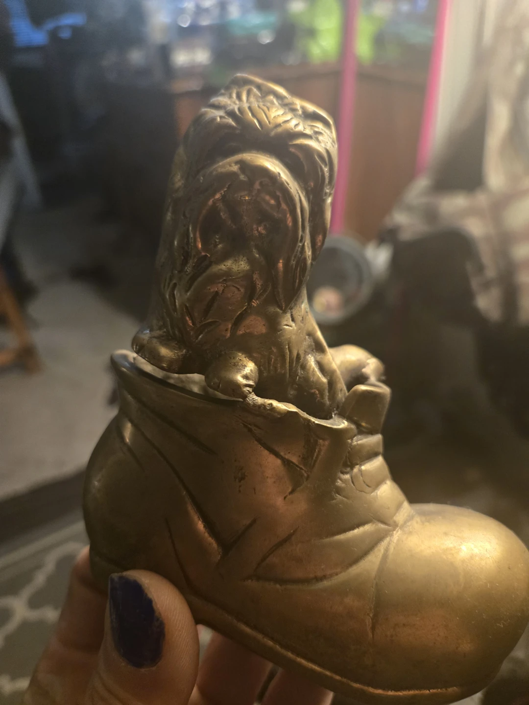 Vintage Brass Dog in Shoe Figurine - photo 2