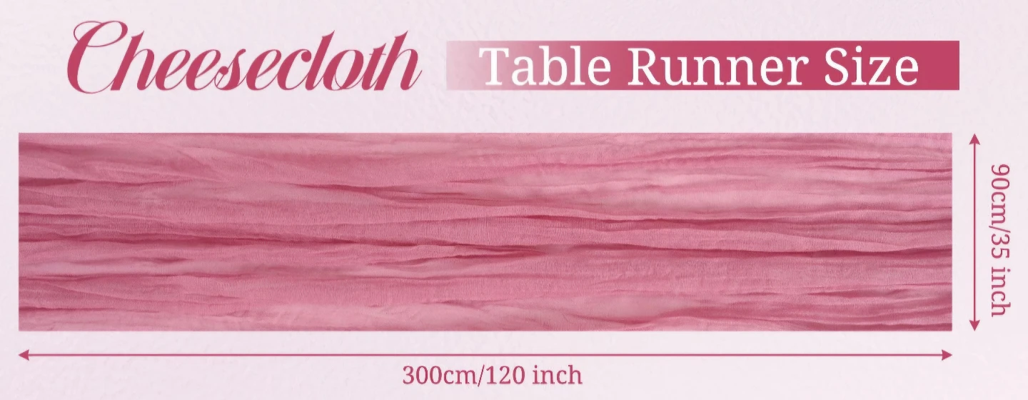 Pink Cheesecloth Table Runner- Set of 4 - photo 2