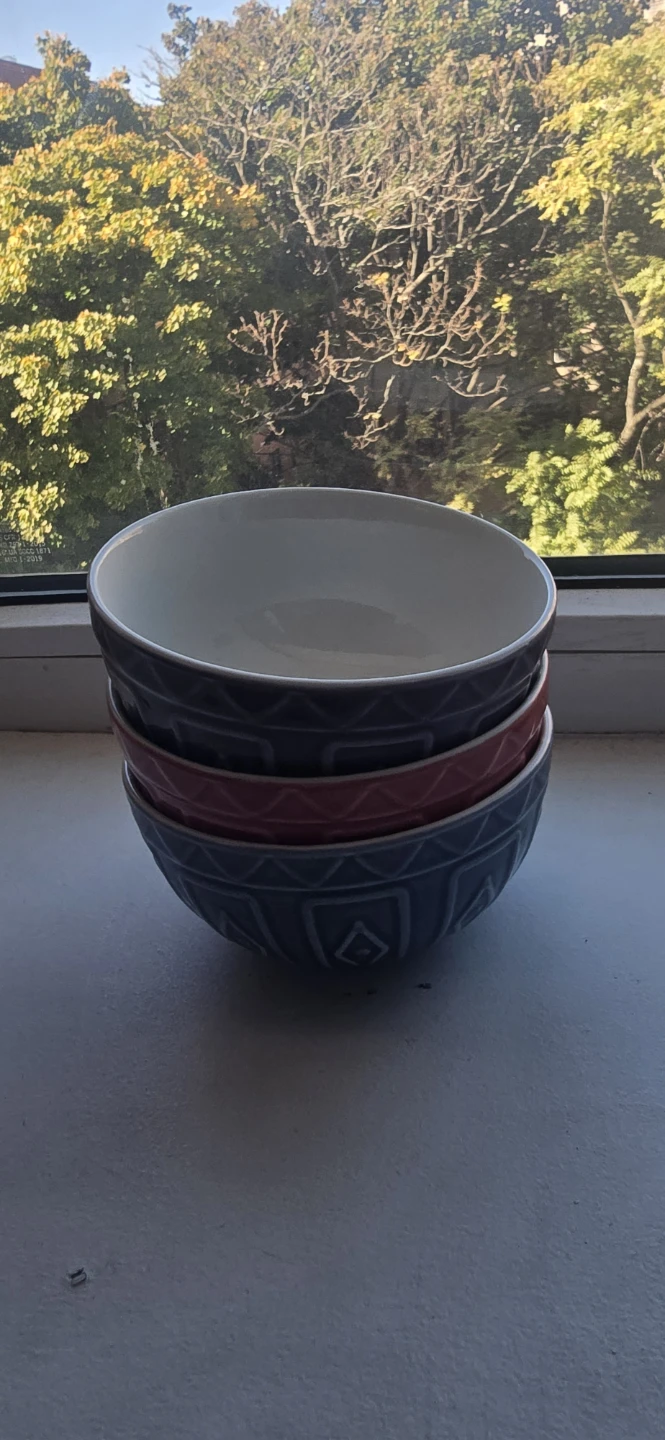 Set of 3 Textured Ceramic Bowls #free - photo 2