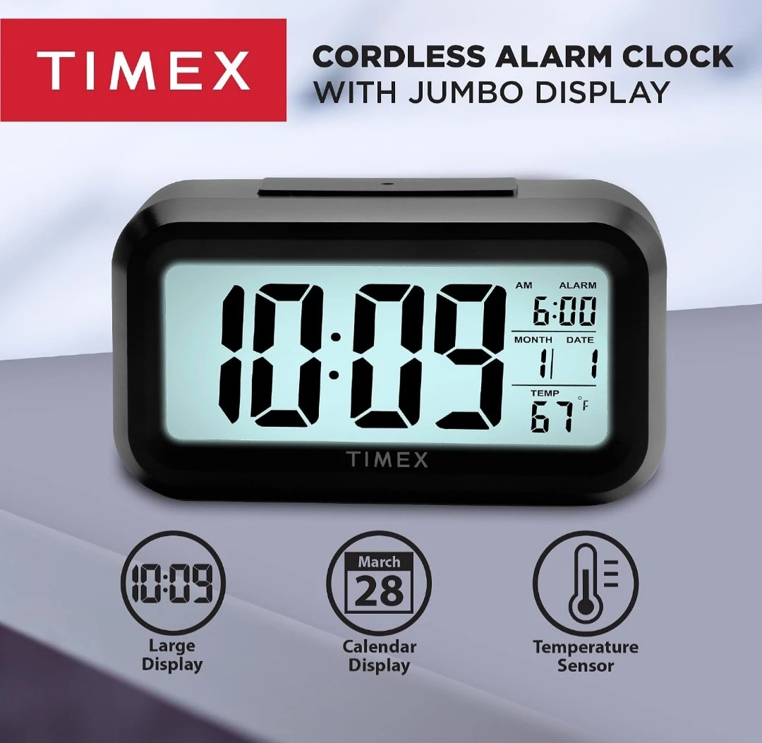 Timex Cordless Alarm Clock with Jumbo Display
